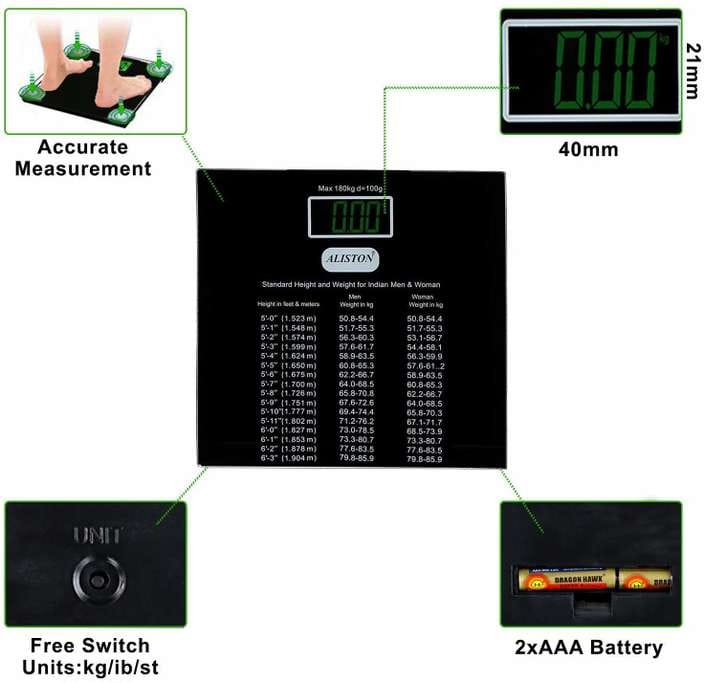 Title:  Aliston Digital Weighing Machine – High Precision Body Weight Scale with LCD Display